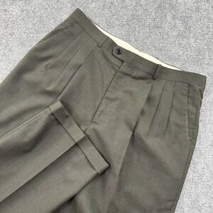 Bendetti Dress Pants 36R Green Check Pleated Virgin Wool Business Casual Men's